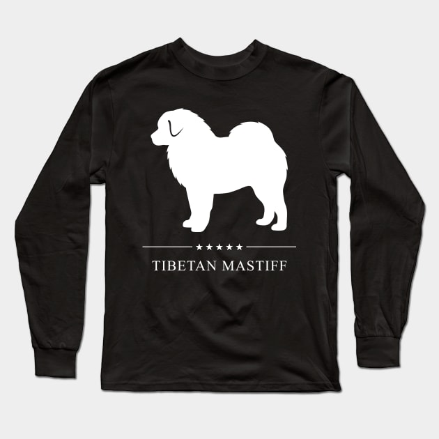 Tibetan Mastiff Dog White Silhouette Long Sleeve T-Shirt by millersye